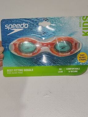 Speedo Kids Glide Print Swim Goggles Amber Wave Bright,Ages 3-6 Best Fit New NWT